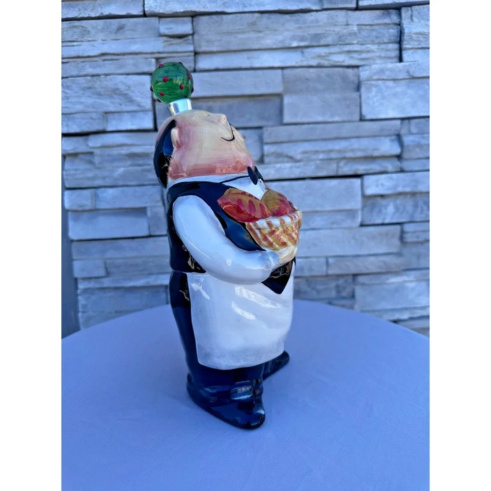 Ceramic Butler Waiter Oil Vinegar Bottle Decanter Tracy Flickinger NO SPOUT